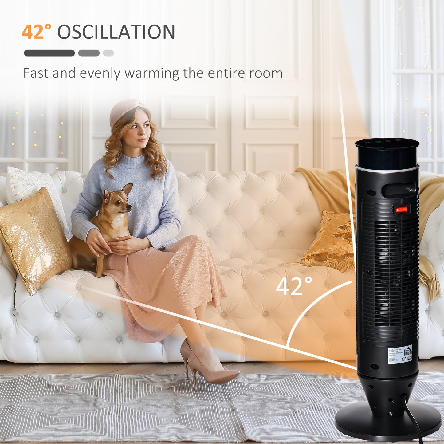 2-In-1 Tower Heater, Indoor Electric Space Heater with Oscillation, Remote Control, 8H Timer, Three Heating Modes(High, Low, Fan), 750W/1500W MLNshops]