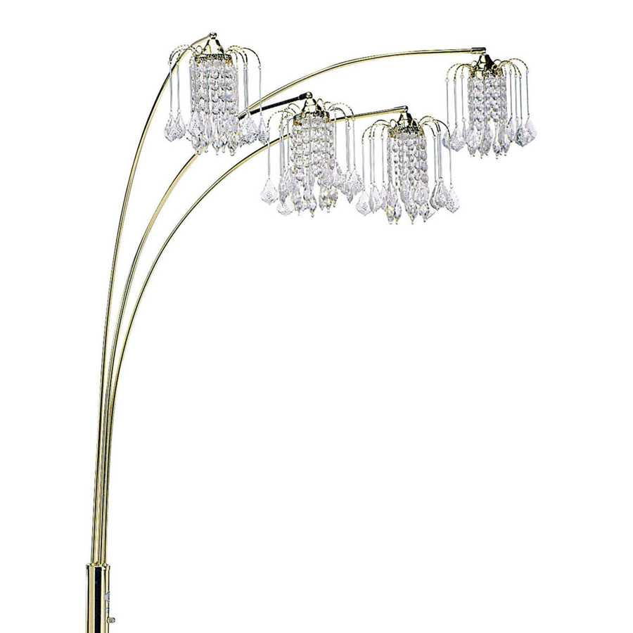 Arc floor lamp with crystal accents on a white background