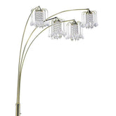 Arc floor lamp with crystal accents on a white background