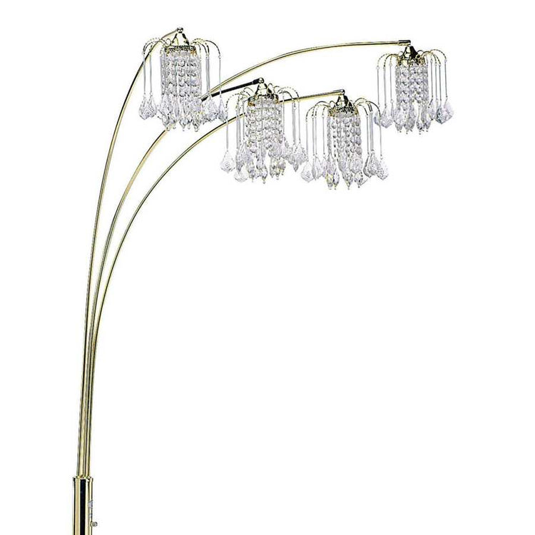 Arc floor lamp with crystal accents on a white background