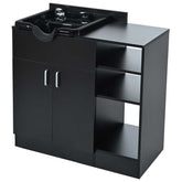 Black cabinet with sink on a white background