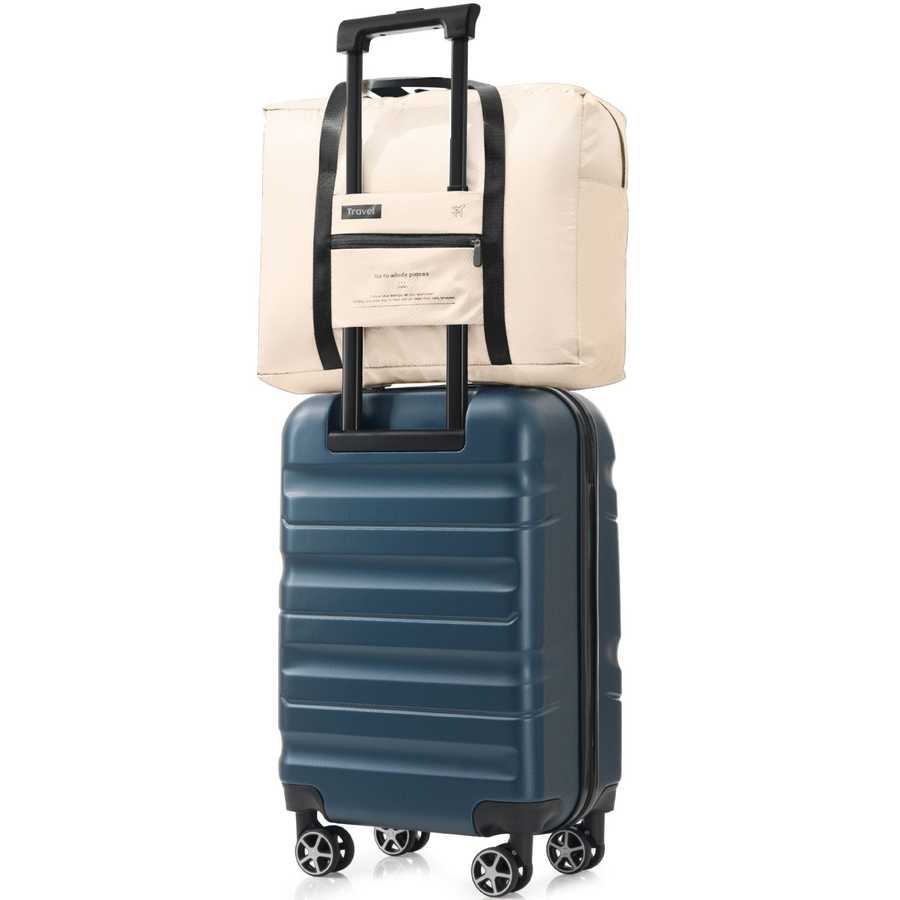 Hardshell ABS Carry-On Luggage with Spinner Wheels, Lightweight Travel Suitcase Set with Foldable Duffel Bag for Men & Women, 20Inch Default