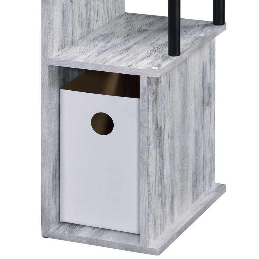 White and black computer desk with keyboard tray