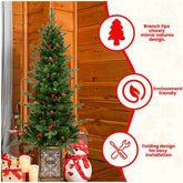 Pre-lit Christmas tree with glitter base feature highlights