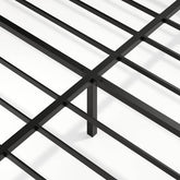 Center support detail of King Floating Bed Frame with LED Lights, showing reinforced metal slats for enhanced durability.