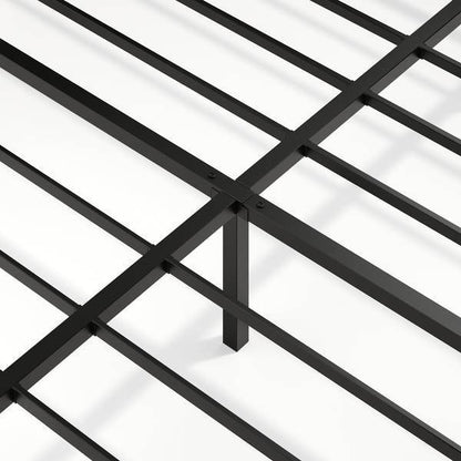 Center support detail of King Floating Bed Frame with LED Lights, showing reinforced metal slats for enhanced durability.