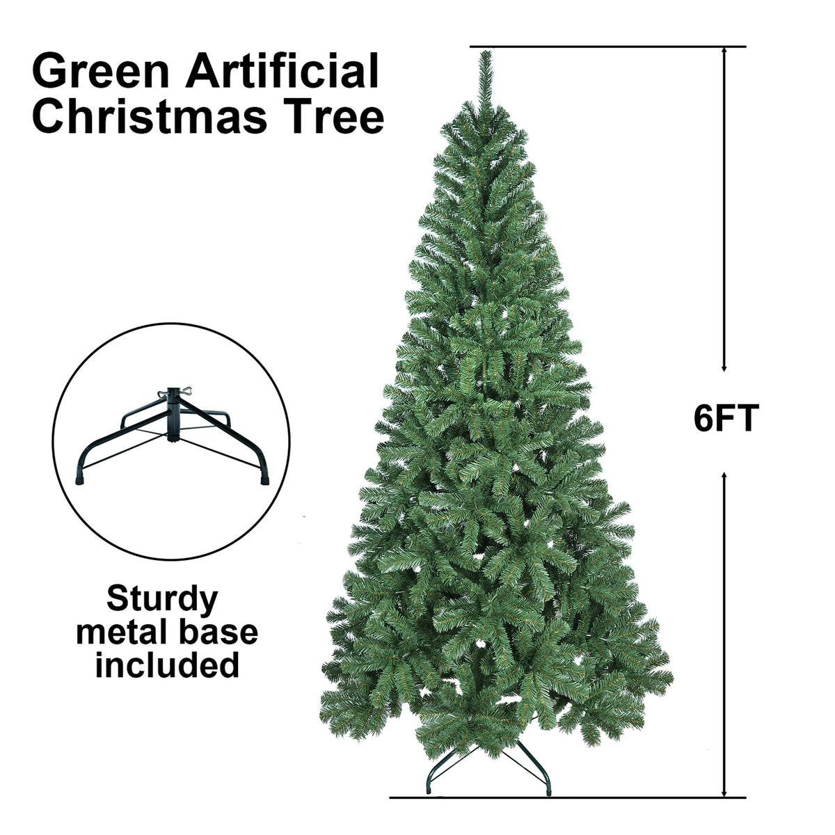 Green artificial Christmas tree dimensions diagram