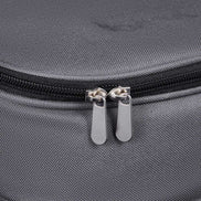 Grey picnic backpack with cooler, compact travel design, outdoor picnic setup, food storage