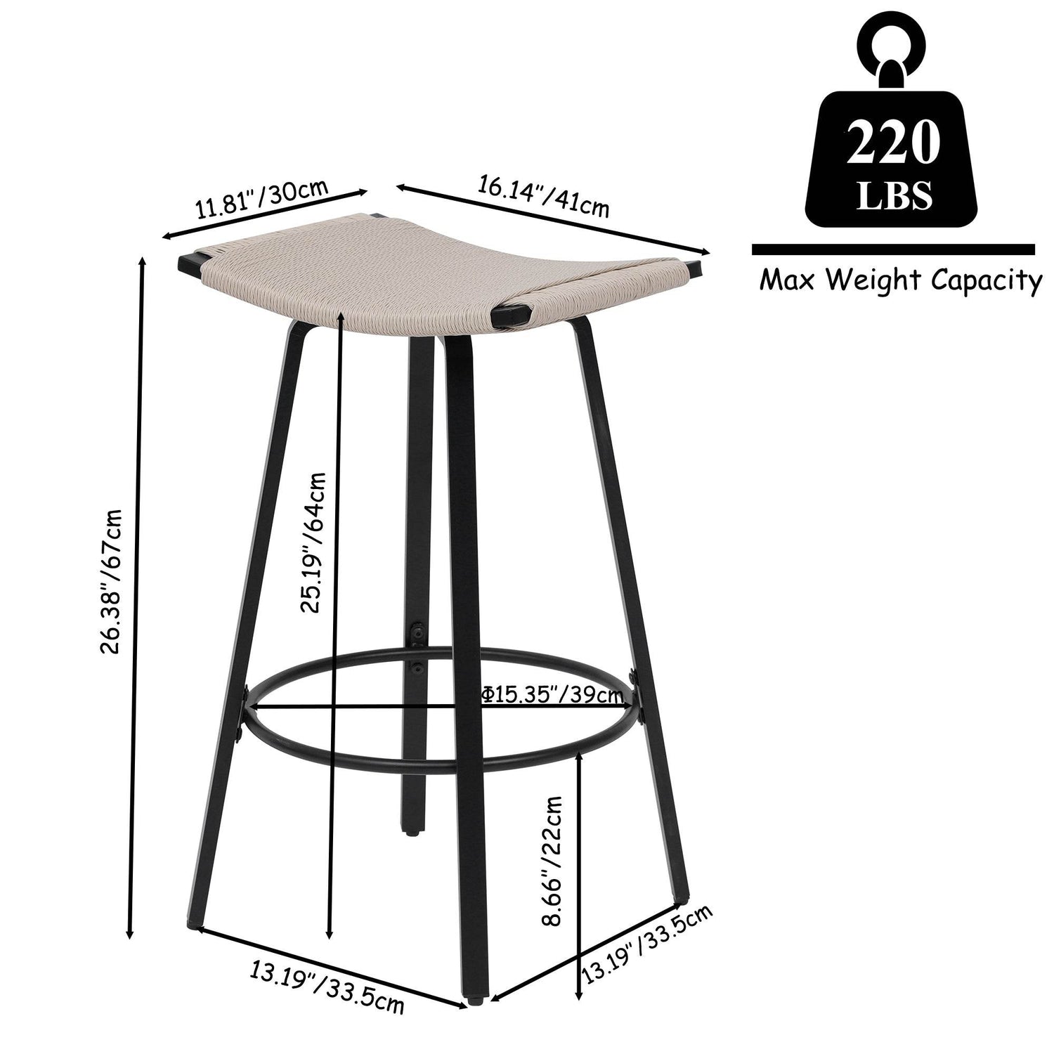 MLNshops Backless Counter Height Bar Stools Set of 2