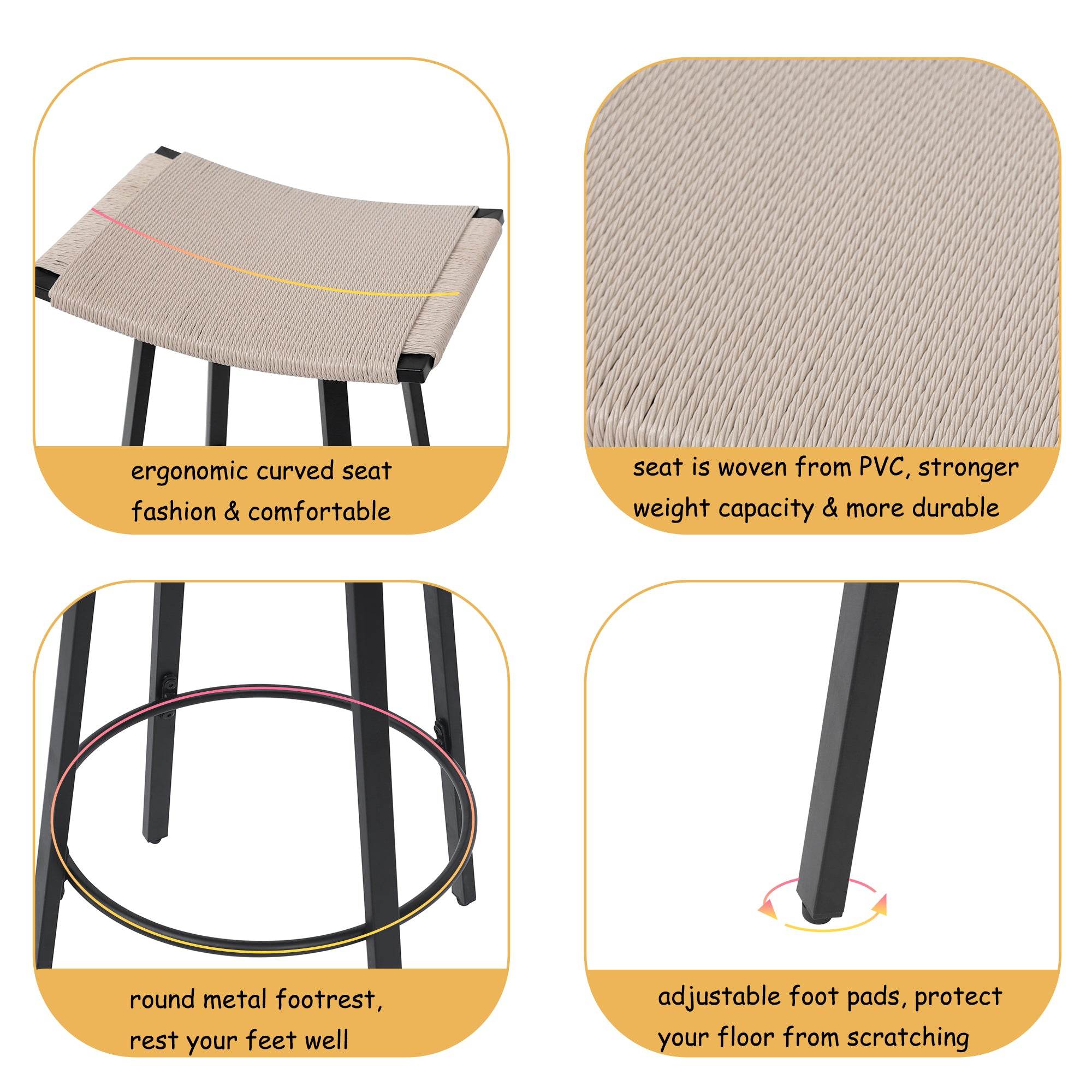 MLNshops Backless Counter Height Bar Stools Set of 2