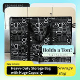 Heavy-duty storage bag with geometric pattern on a light blue background