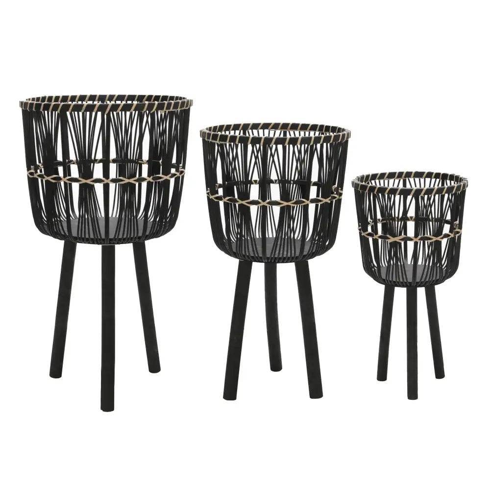 MLNshops Bamboo Planters Set for Stylish Home Decor