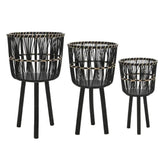 MLNshops Bamboo Planters Set for Stylish Home Decor