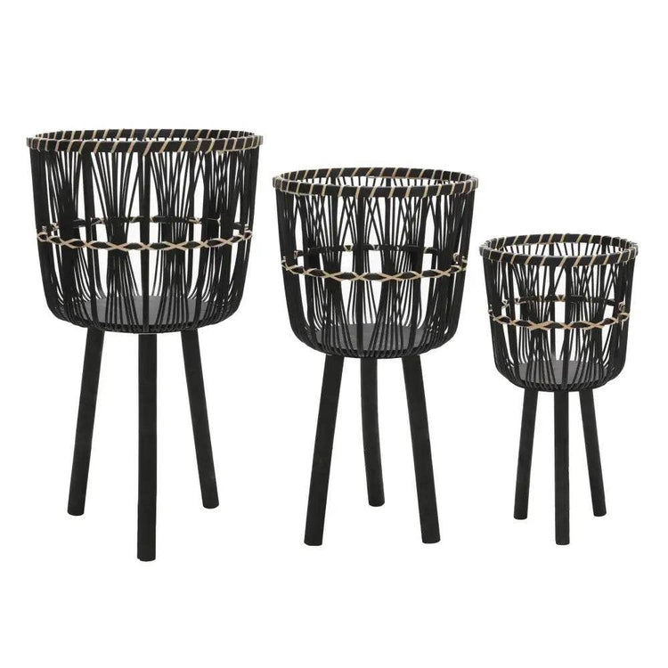 MLNshops Bamboo Planters Set for Stylish Home Decor