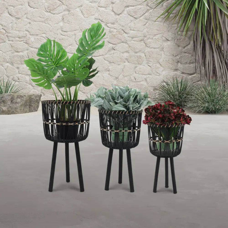 MLNshops Bamboo Planters Set for Stylish Home Decor