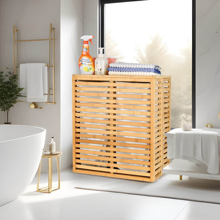 mlnshops Space-Saving Laundry Sorter Bamboo Clothes Basket