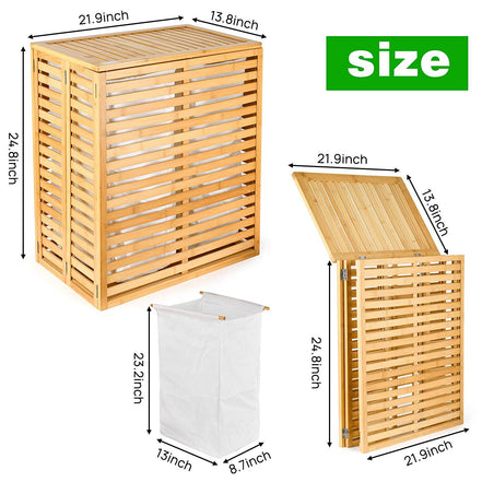 mlnshops Space-Saving Laundry Sorter Bamboo Clothes Basket