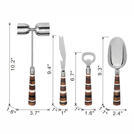 MLNshops Barware Tool Set with Stylish Wooden Handles