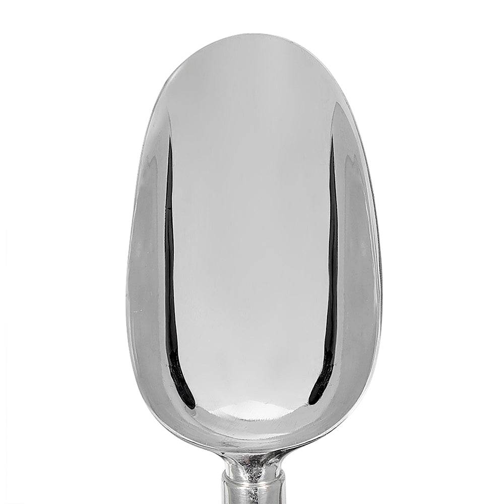 Silver ice cream scoop on a white background
