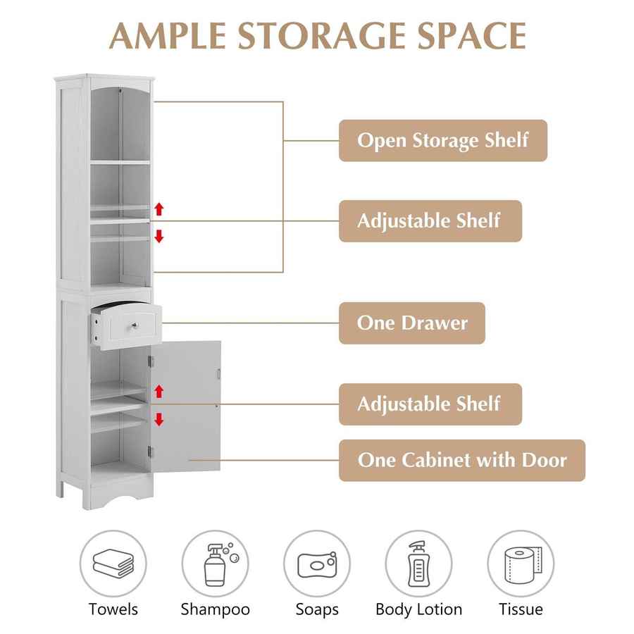 MLNshops Bathroom Cabinet with Drawer for Stylish Storage