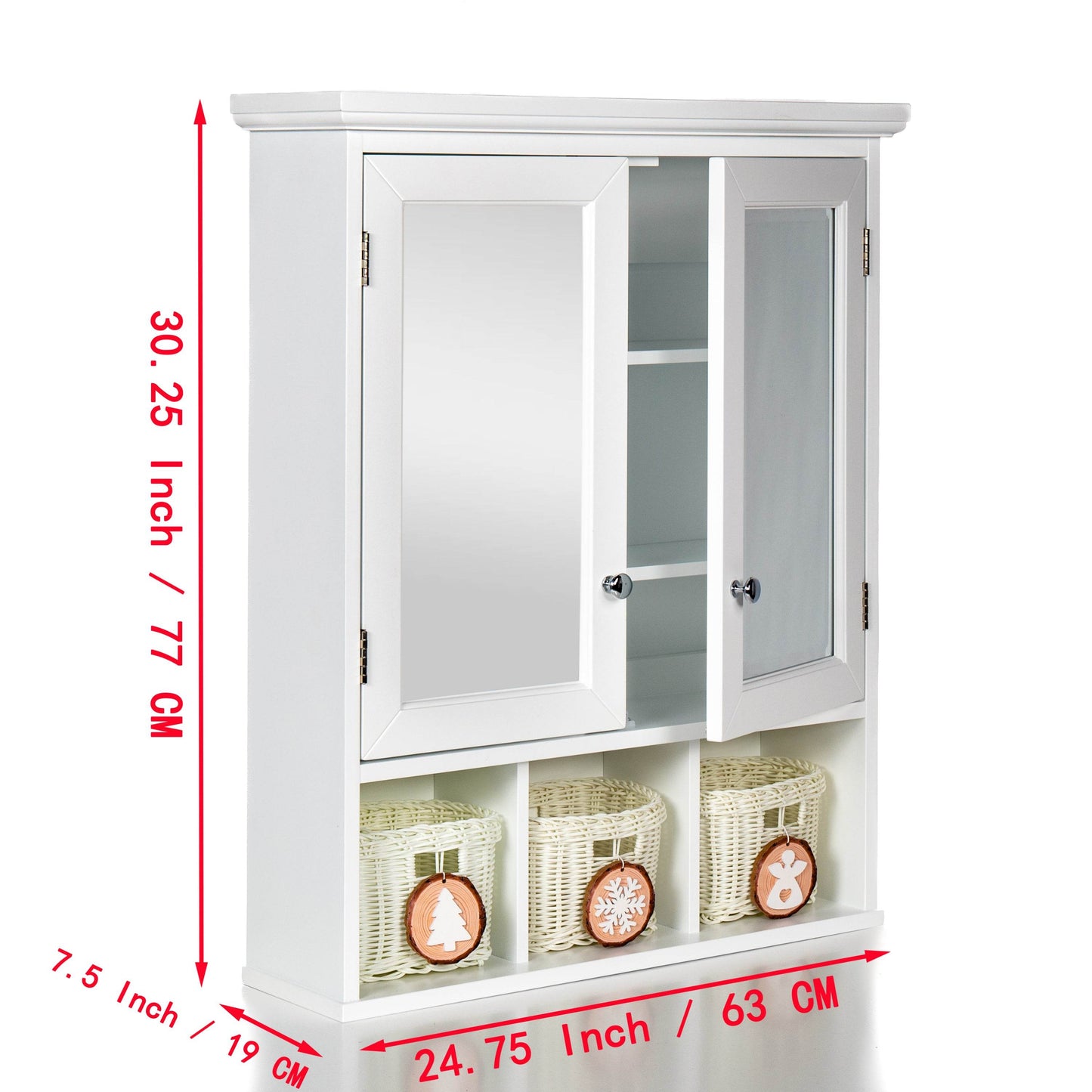MLNshops Bathroom Cabinet with Mirror and Baskets