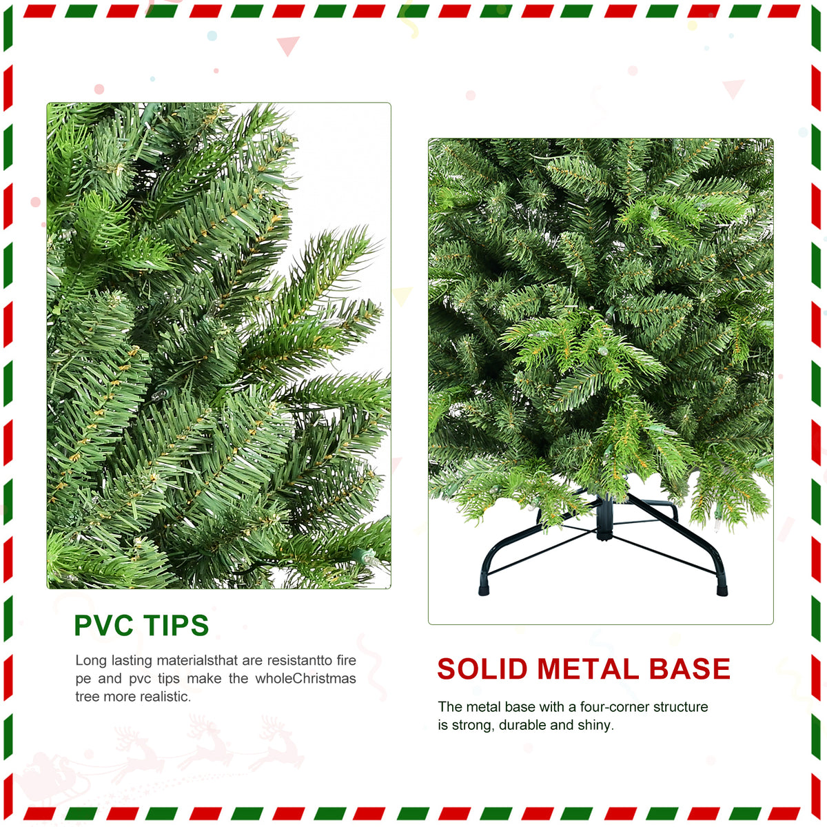4 ft green Christmas tree PVC tips and solid metal base