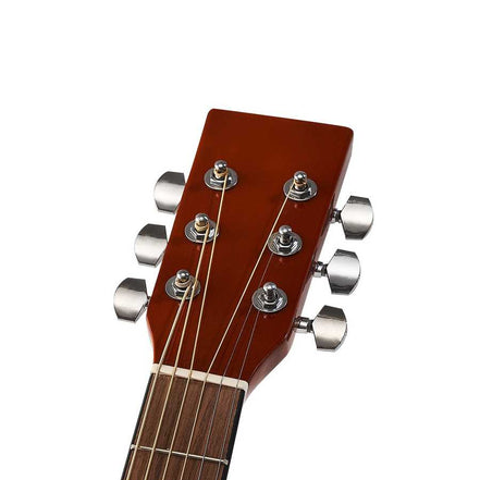 Headstock and tuning pegs of 40 Inch Dreadnought Acoustic Guitar