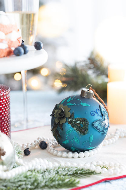 D3.9' Christmas Ball Ornaments, Glass Decorative Hanging Ball Christmas Tree Ornaments for Holiday Party Decorations, Set of 6