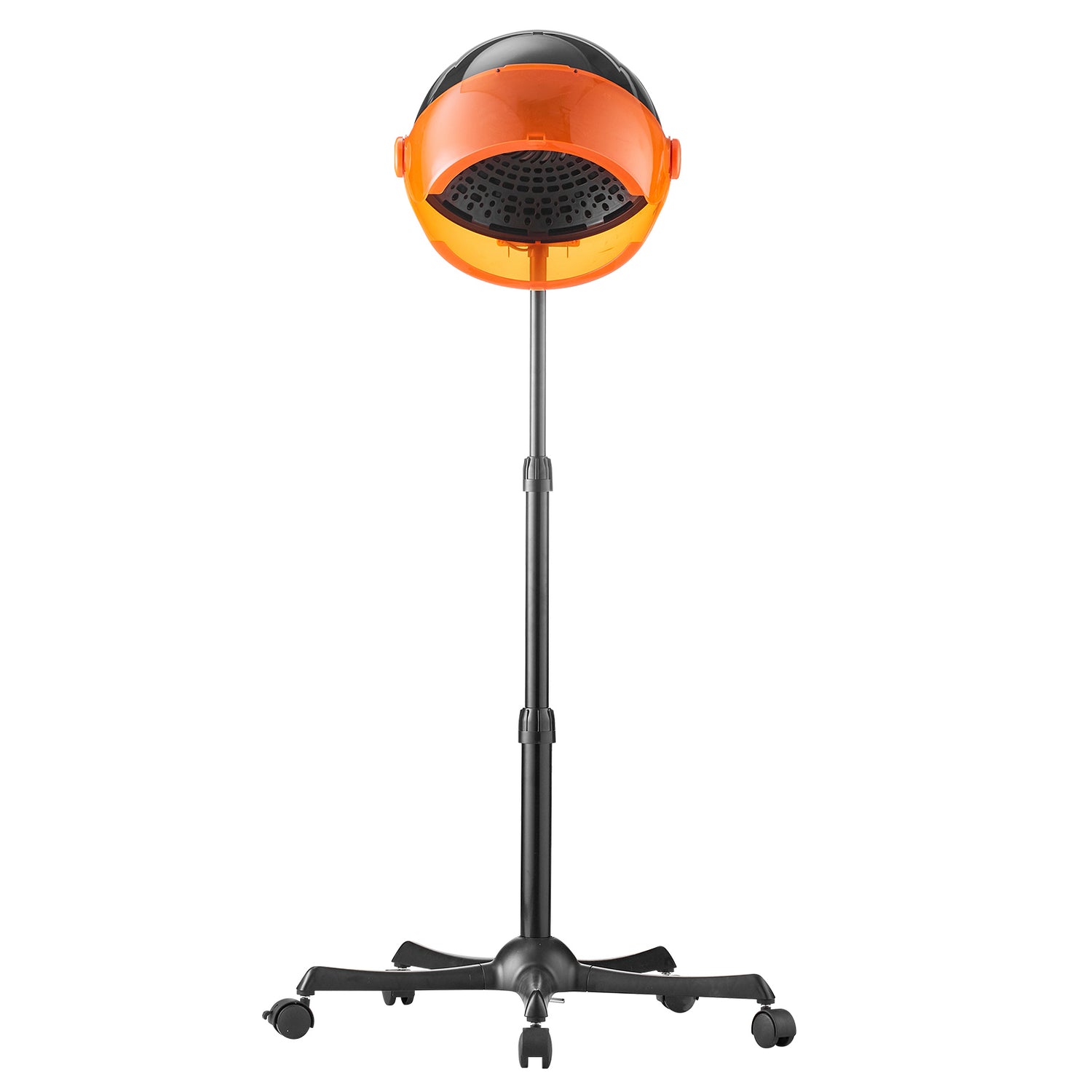 Orange and black hair dryer on a white background