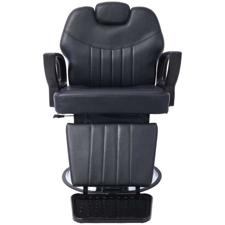 Front view of Heavy Duty Hydraulic Barber Chair with cushioned seat and ergonomic armrests for salon comfort