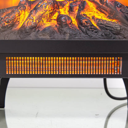 17 inch Freestanding Electric Fireplace Stove heater with 3D Flame effect,Black
