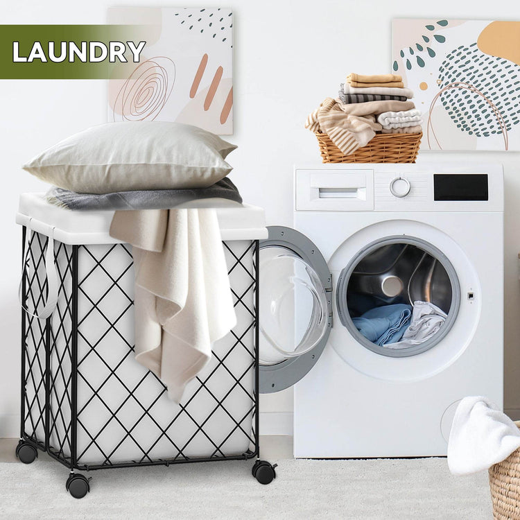 mlnshops Laundry Hamper with Detachable Lining & Wheels