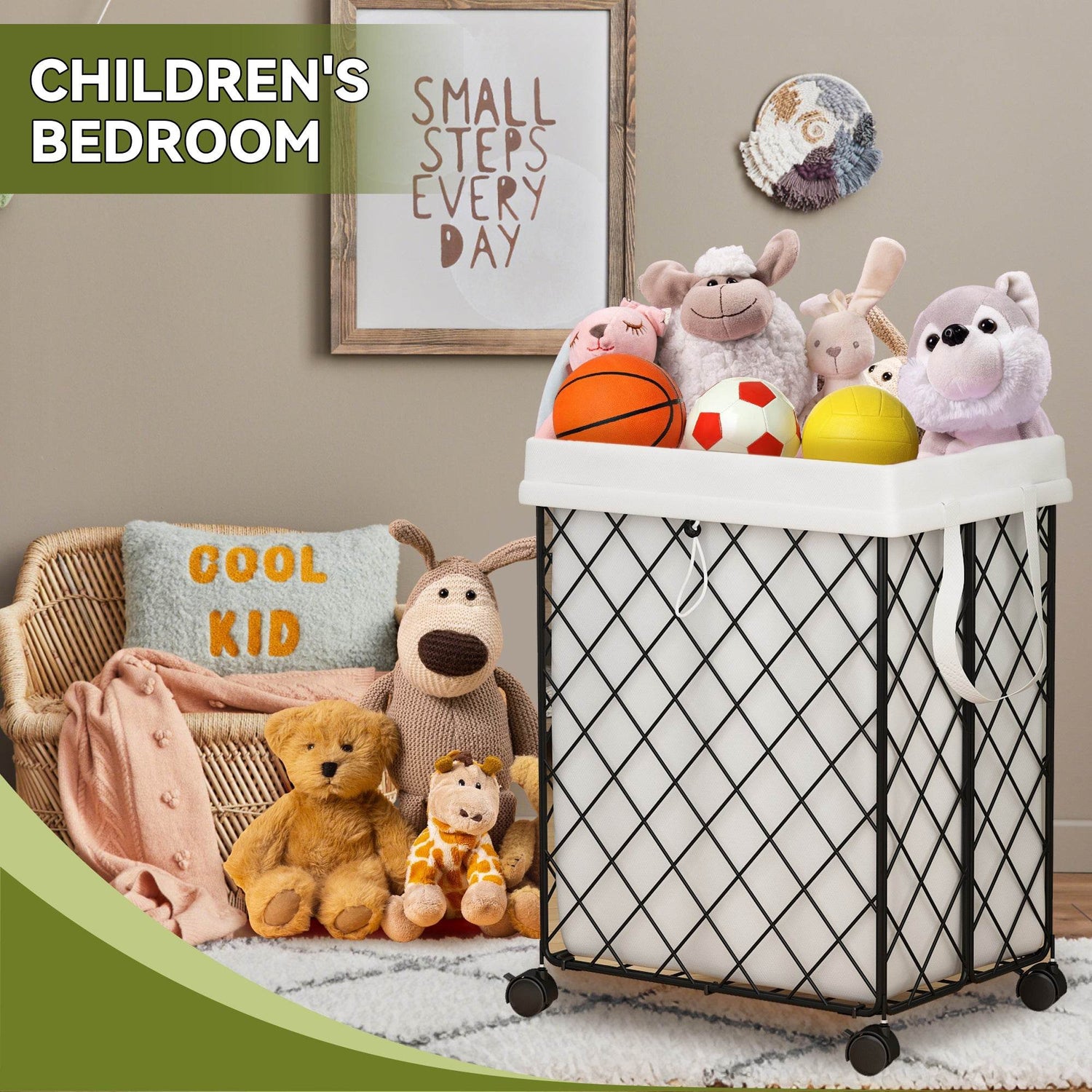 mlnshops Laundry Hamper with Detachable Lining & Wheels