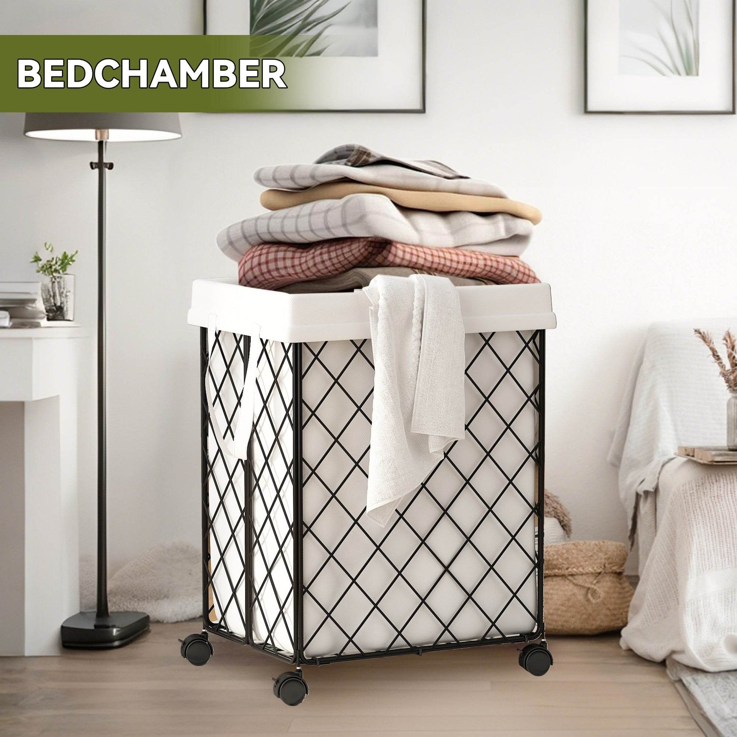 mlnshops Laundry Hamper with Detachable Lining & Wheels