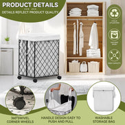 mlnshops Laundry Hamper with Detachable Lining & Wheels