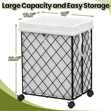 mlnshops Laundry Hamper with Detachable Lining & Wheels
