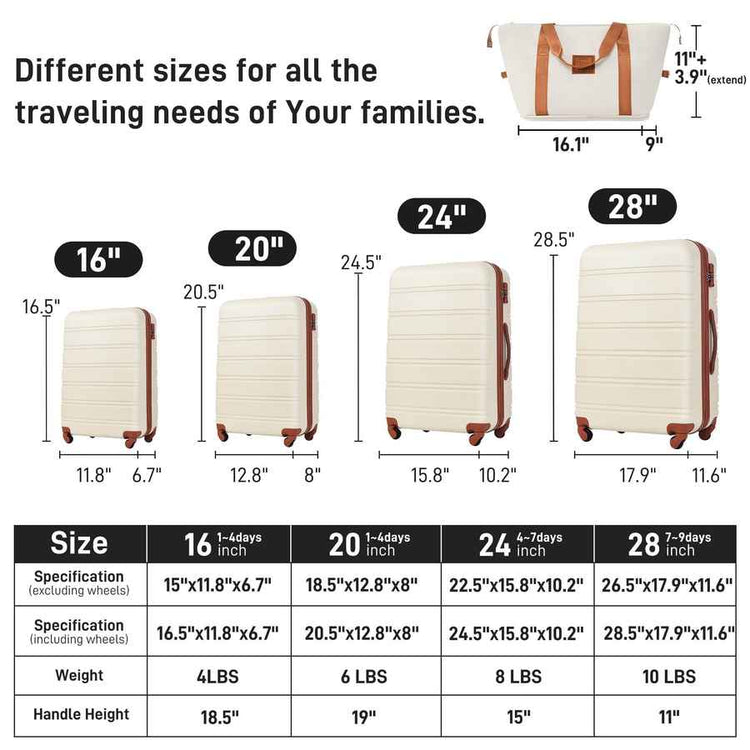 MLNshops 4 Piece Luggage Set with Carry On and Bag