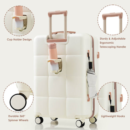 MLNshops Beige Luggage Set with USB Port - Durable & Stylish - MLNshops