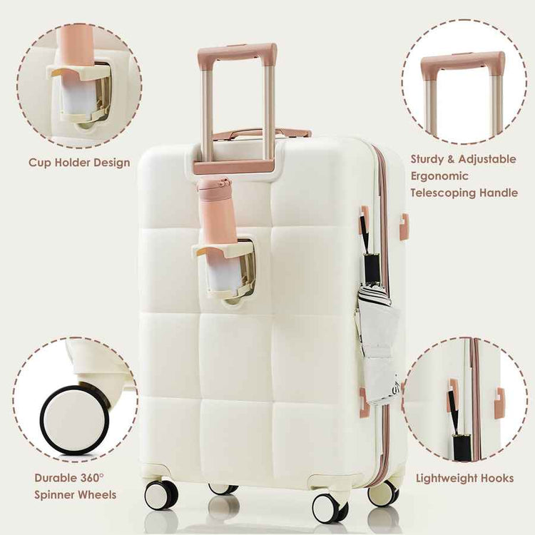 MLNshops Beige Luggage Set with USB Port - Durable & Stylish
