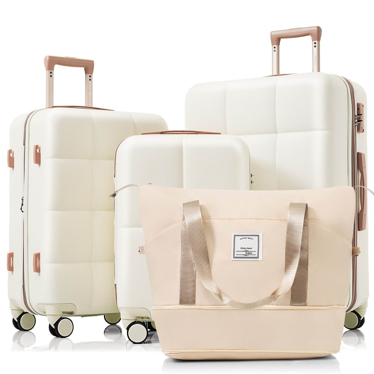 MLNshops Beige Luggage Set with USB Port - Durable & Stylish - MLNshops
