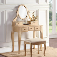 MLNshops gold makeup vanity table with stool - Oval Mirror Default