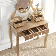 MLNshops gold makeup vanity table with stool - Oval Mirror