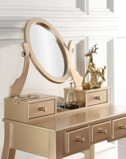 MLNshops gold makeup vanity table with stool - Oval Mirror