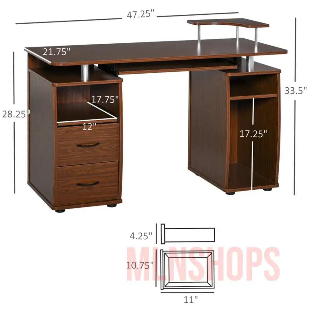 Best Quality Computer Desk - Walnut Brown MLNshops]