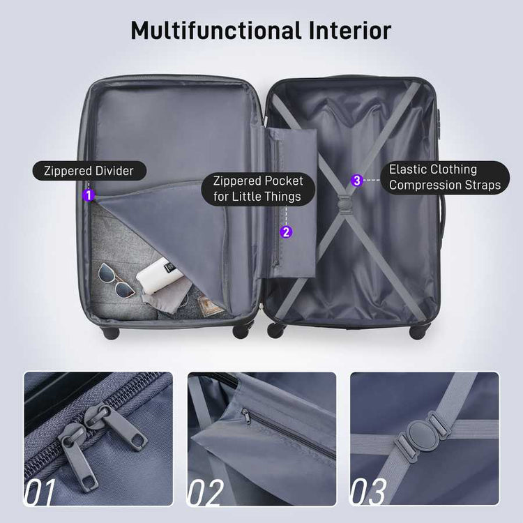 Hardshell Luggage Sets 4 pcs + Bag Spinner Suitcase with TSA Lock Lightweight-16&