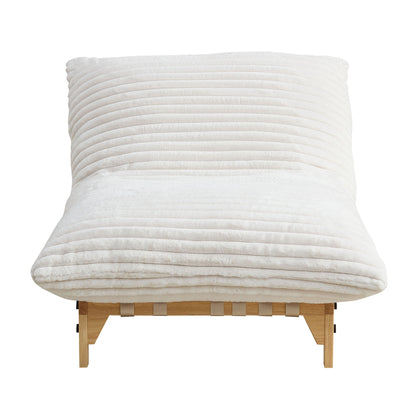 Accent Armless Lazy Sofa, Casual Single Sofa, Corduroy Fabric, For Living Room And Bedroom , With Backrest, Single Seat, OFF-WHITE