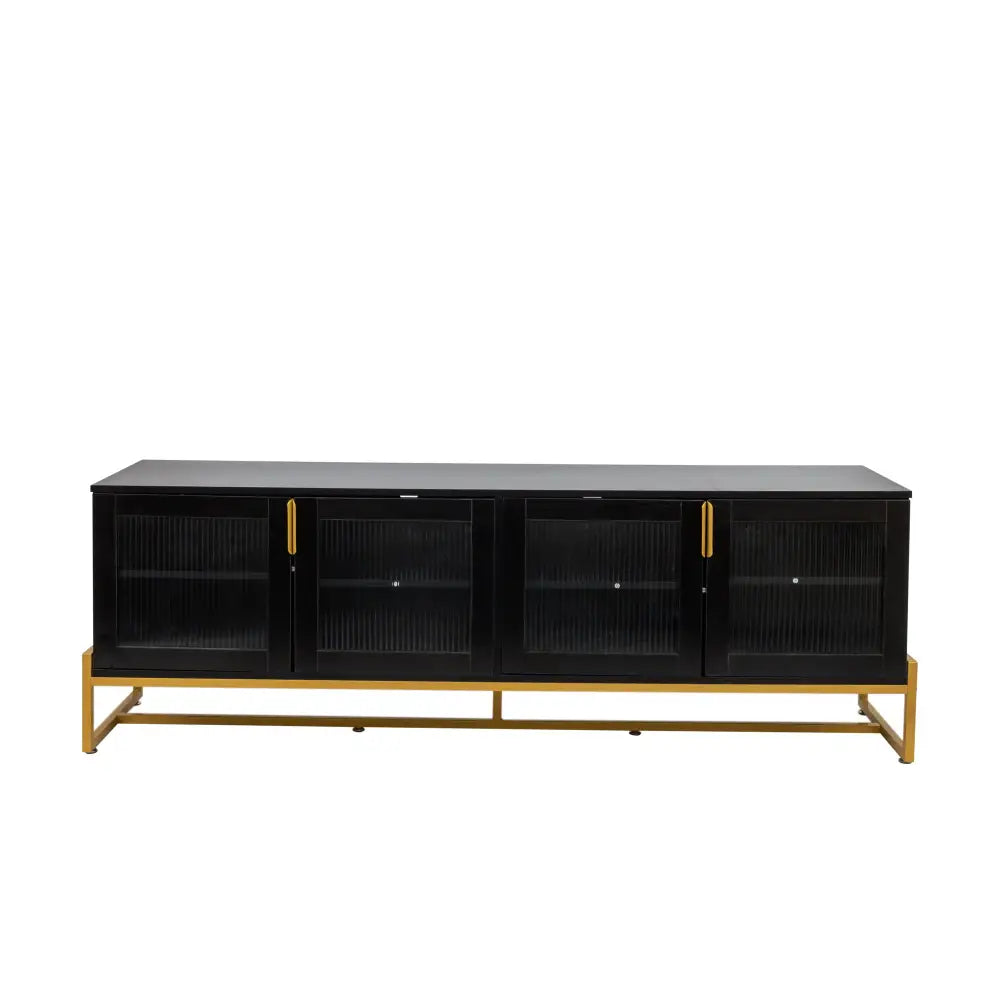 Black 70.87" TV STAND.Entertainment Center with Shelf, Wood TV Media Console with Sturdy Metal Legs for Living Room MLNshops]