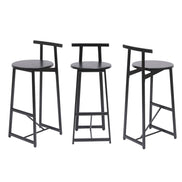MLNshops Bar Stools with Footrest Set of 3, Modern Black