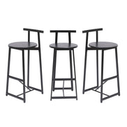 MLNshops Bar Stools with Footrest Set of 3, Modern Black
