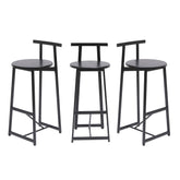 MLNshops Bar Stools with Footrest Set of 3, Modern Black